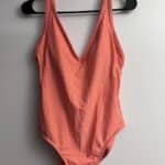 Women Kona Sol Orange One Piece V Neck Swimsuit Size M