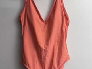 Women Kona Sol Orange One Piece V Neck Swimsuit Size M