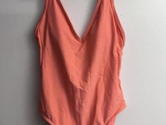 Women Kona Sol Orange One Piece V Neck Swimsuit Size M