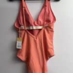 Women Kona Sol Orange One Piece V Neck Swimsuit Size M