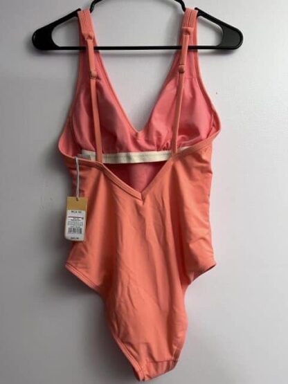 Women Kona Sol Orange One Piece V Neck Swimsuit Size M