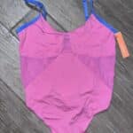 Women Colsie Heart Pink Blue Mesh One Piece Bathing Suit