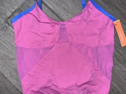 Women Colsie Heart Pink Blue Mesh One Piece Bathing Suit