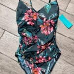 Aqua Green Women's Ring Back One Piece Swimsuit Floral