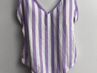 Women Kona Sol Purple Striped One Piece V Neck Swimsuit