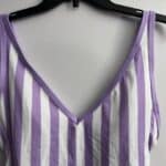 Women Kona Sol Purple Striped One Piece V Neck Swimsuit