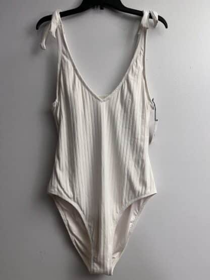 Women's Shade & Shore Plunge Ribbed Shoulder Tie Swimsuit Size Large