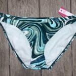 Women's Xhilaration Green Swirl High Leg Scoop Waist Bikini Bottom Size L