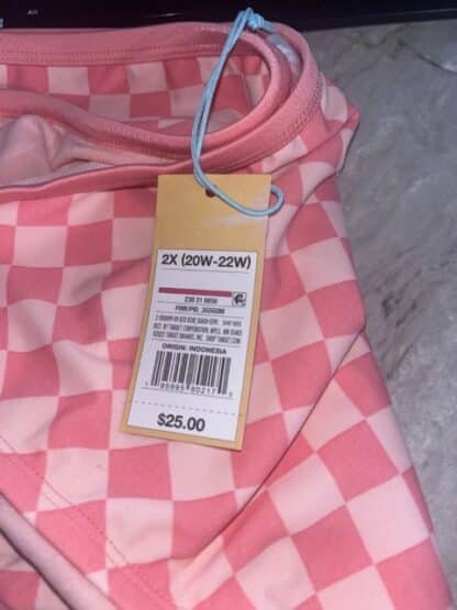 Womens Kona Sol Pink Checkered Bikini Bottom 2X