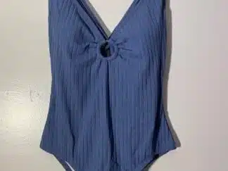 Women Medium Coverage One Piece Wide Ribbed Ring Swimsuit Size M