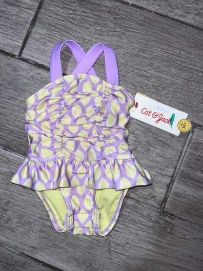 Baby Lemon Ruffle Bathing Suit With Convenient Snaps Size 0-3M