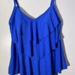 Women’s Blue Tiered Tankini Swim Top Aqua Green Size 2x