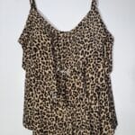 Woman’s Aqua Green Tiered Animal Print Tankini Top Size 2x