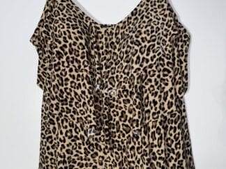 Woman’s Aqua Green Tiered Animal Print Tankini Top Size 2x