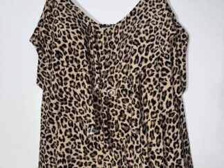 Woman’s Aqua Green Tiered Animal Print Tankini Top Size 2x