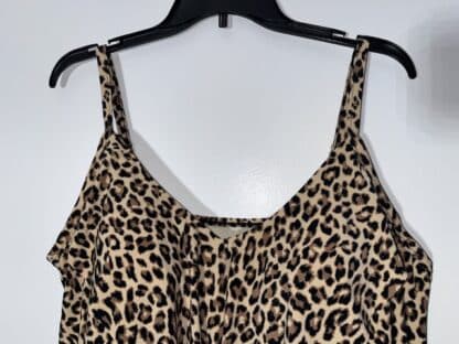 Woman’s Aqua Green Tiered Animal Print Tankini Top Size 2x