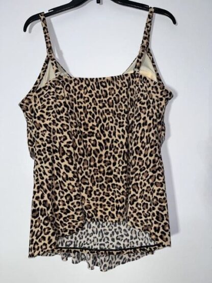 Woman’s Aqua Green Tiered Animal Print Tankini Top Size 2x