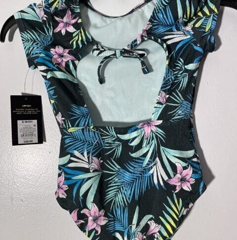 Girls Art Class Tropical Print Open Back Swimsuit Size S - Image 5