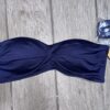 Kona Sol Women’s Twist Front Bandeau Bikini Top – Navy Blue, Removable Straps, Size Large