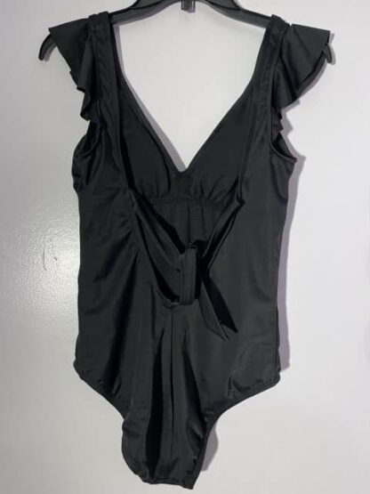 IMG 6797 rotated Women's Ruffle Sleeve One Piece Black Swimsuit Size Small