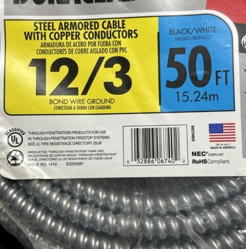 Southwire Armored Cable Steel Jacket, 12/3 ACT, 50 Ft. - Image 5