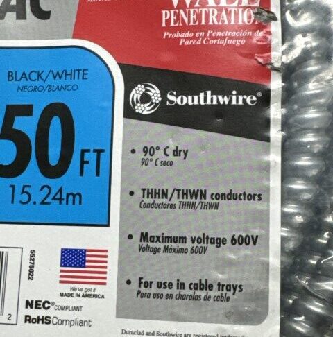 Southwire Armored Cable Steel Jacket, 12/3 ACT, 50 Ft. - Image 2