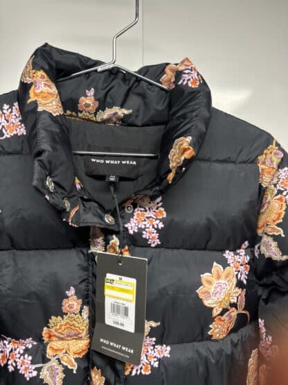 IMG 3535 Medium rotated Womans Black Puffer Jacket with flower design Size M