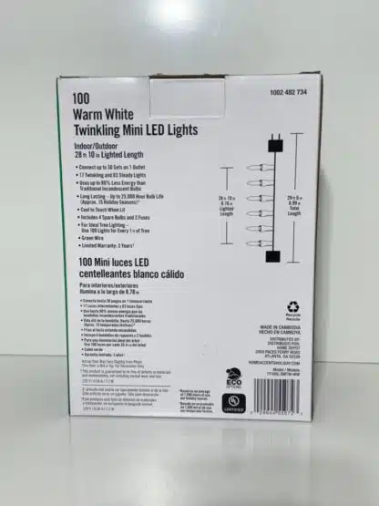 Home Accents 100 Warm White Twinkling Mini LED Lights