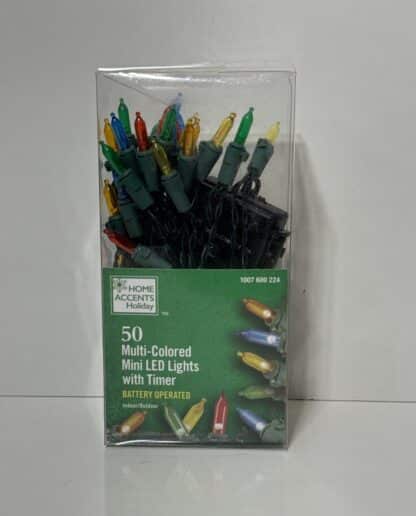 50 Multi Colored Mini LED Lights with Timer Battery Operated