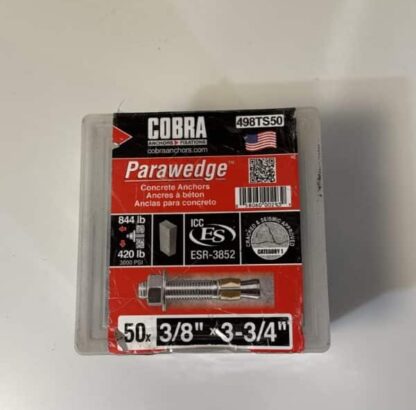 Cobra Parawedge Concrete Anchors 50 pack 3/8 x 3-3/4