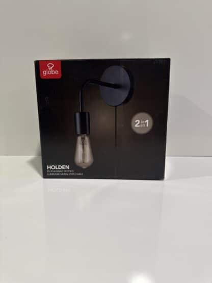 Globe Holden Matte Black Plug In Wall Sconce - Image 3