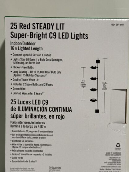 Home Accents 25 Red C9 LED Lights - Image 4