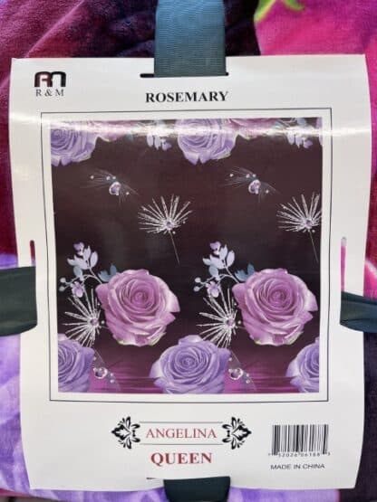 Purple and pink rose print blanket - Image 4