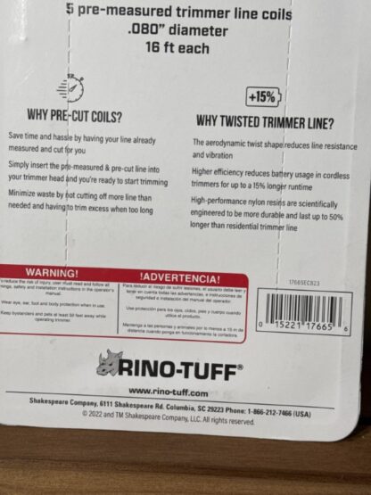 RinoTuff Precut Trimmer Line 5 pack .08 - Image 5