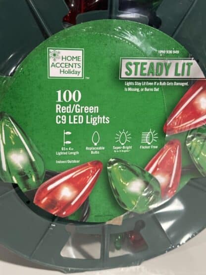 100 Red and Green Steady LIT C9 LED Lights Home Accents - Image 5