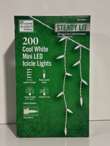 200 Cool White Steady Lit Mini LED Icicle Lights Home Accents