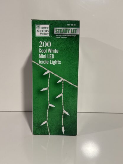 200 Cool White Steady Lit Mini LED Icicle Lights Home Accents - Image 2