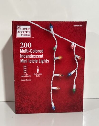 200 Multi Colored Incandescent Mini Icicle Lights Home Accents