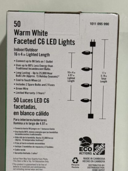 50 Warm White C6 LED Lights Home Accents - Image 3