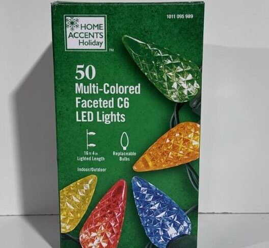 50 Multi Colored Faceted C6 LED String Lights Home Accents