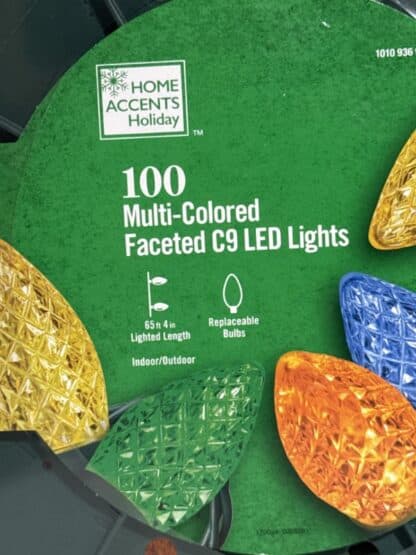 100 Multi Colored Faceted C9 LED Lights Home Accents - Image 3