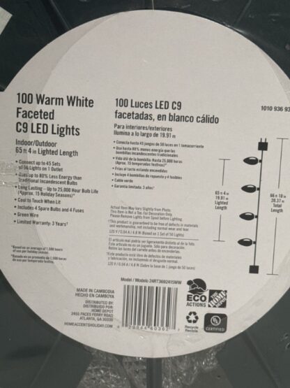 100 Warm White C9 Facceted LED Lights Home Accents - Image 2