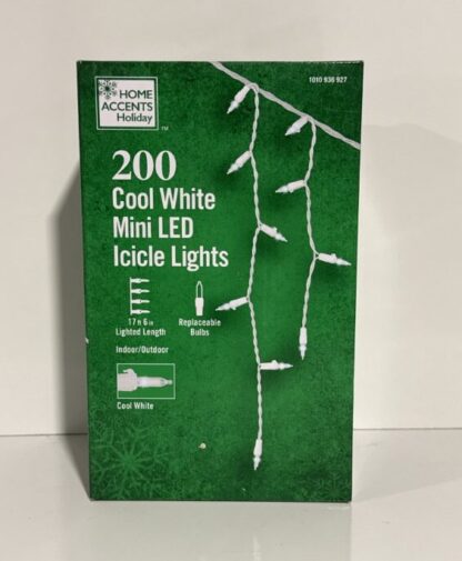 200 Cool White Mini LED Icicle Lights