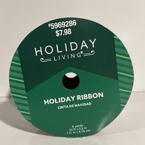 Black Holiday Ribbon White and Gold Pine Trees Holiday Living 8 Yards