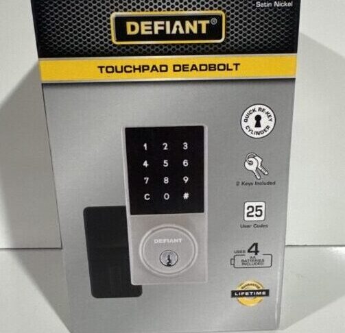 Touch Pad Deadbolt Satin Nickel - Defiant