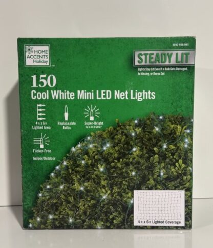 150 Cool White Steady Lit Net Lights Super Bright Mini LED- Home Accents