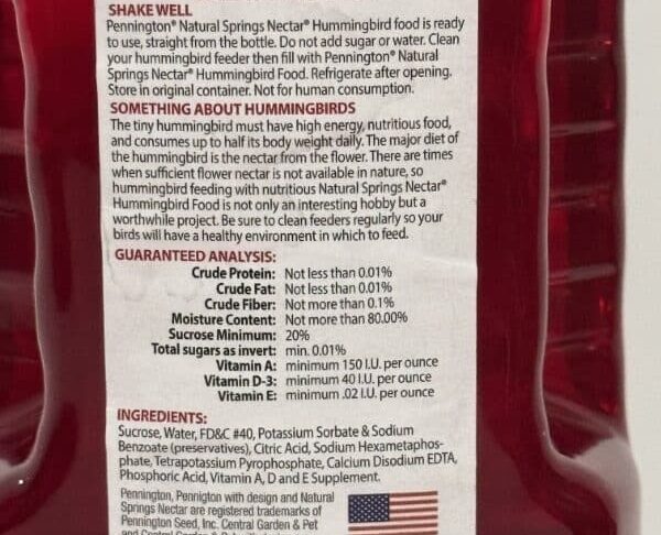 Natural Springs Nectar Hummingbird Food 64 oz - Image 4
