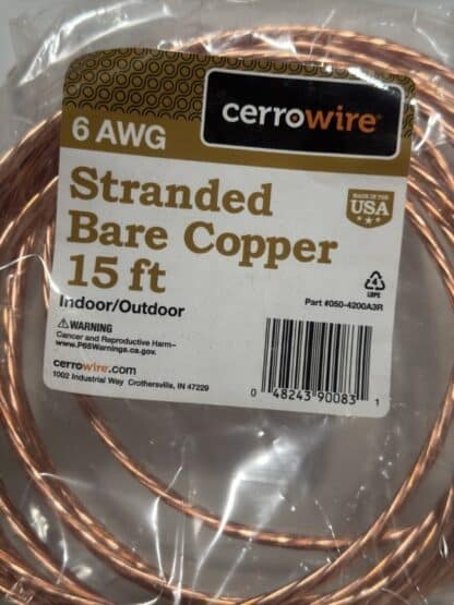 6 AWG Stranded Bare Copper Wire 15' ft - Image 3