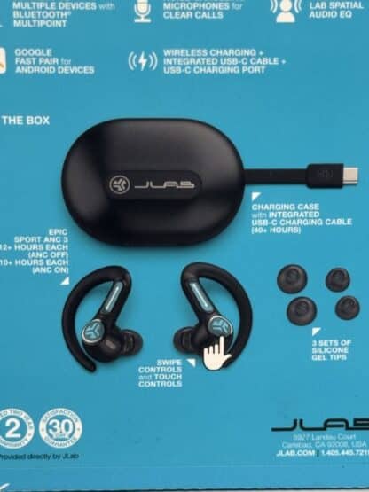 JLab Wireless Bluetooth Earbuds - Black - Image 3