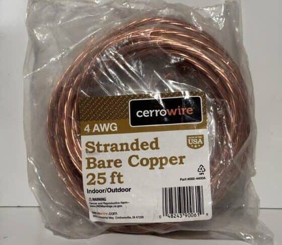 4 AWG Stranded Bare Copper 25'ft